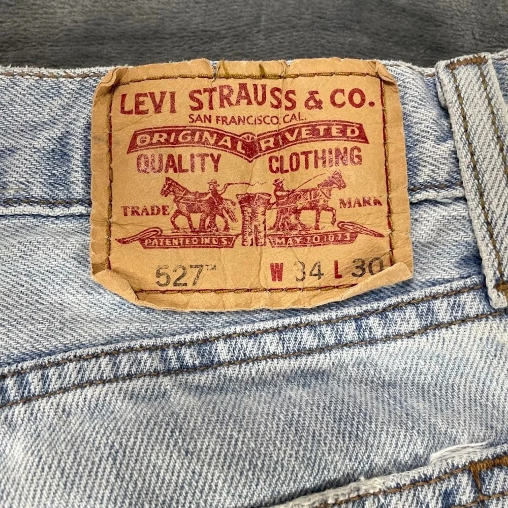 Levis 527 Y2K Boot Cut Jeans Mens 34x30 Fits 36x32 Light Blue Denim Cowboy